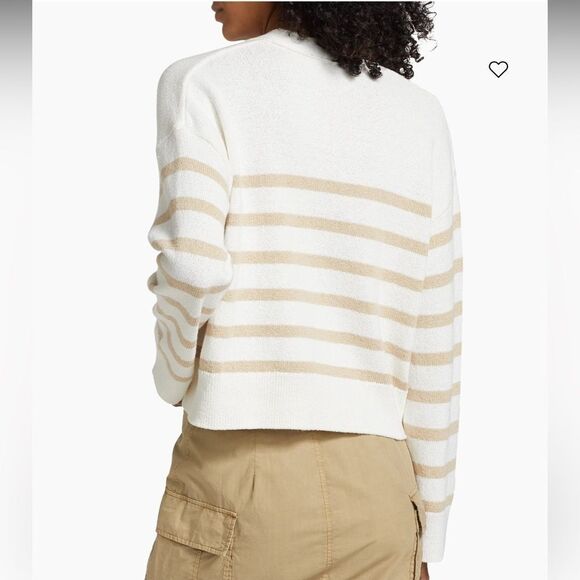 NWT Rails Geneva Striped Cotton-Blend Cardigan Sand Stripe XXS OVERSIZED - Picture 5 of 14